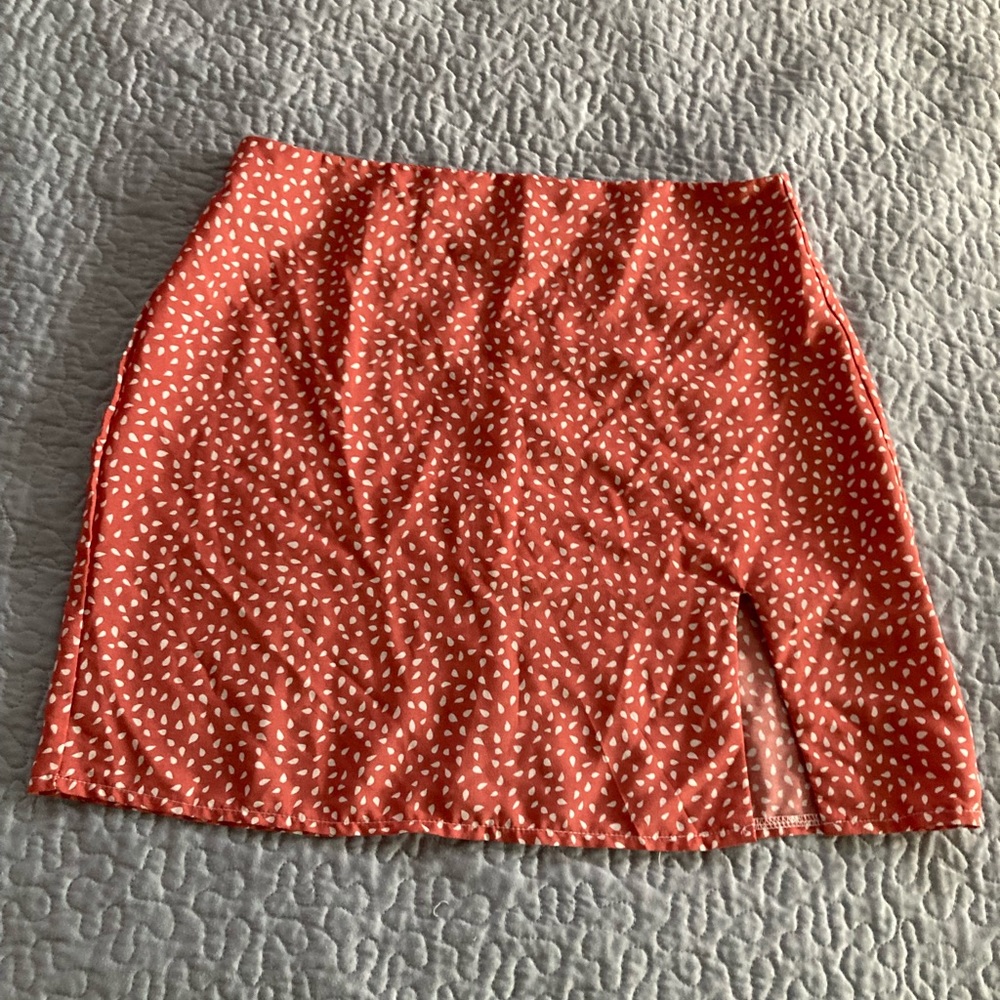 Peach colored mini skirt